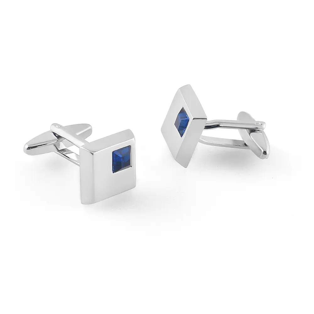 OEM Fashion French Luxury Wedding White Blue Square Crystal Zircon Diamond Men's Cufflinks CS0028-blue Supplier, Factory