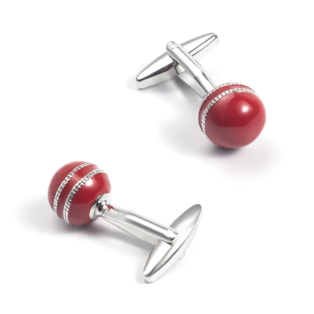 ODM Factory Wholesale Personalised Enamel Red Cricket Ball Cufflinks Men Gifts CC0031-Ball Manufacturer, Exporters