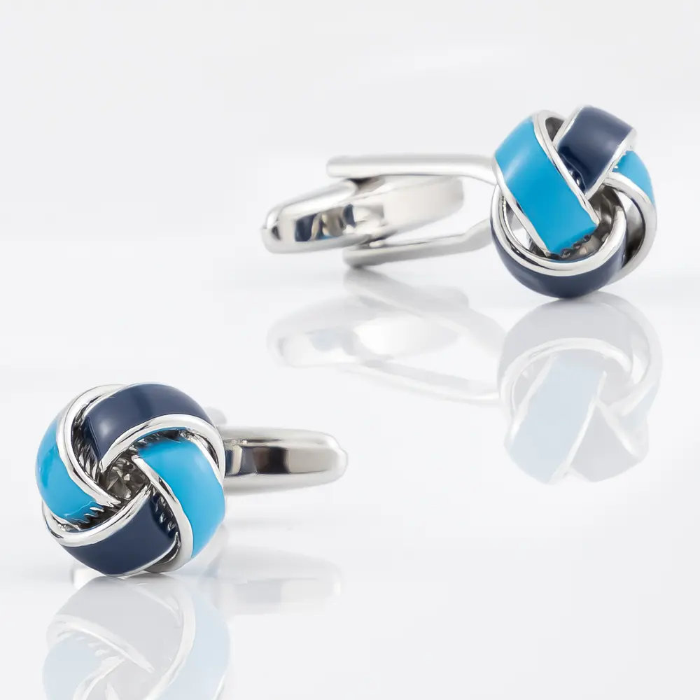 Custom High Quality French Designer Fancy Mens Blue Twist Knot Metal Cufflinks For Suit Accessories CC8481 Manufacturers, Suppliers