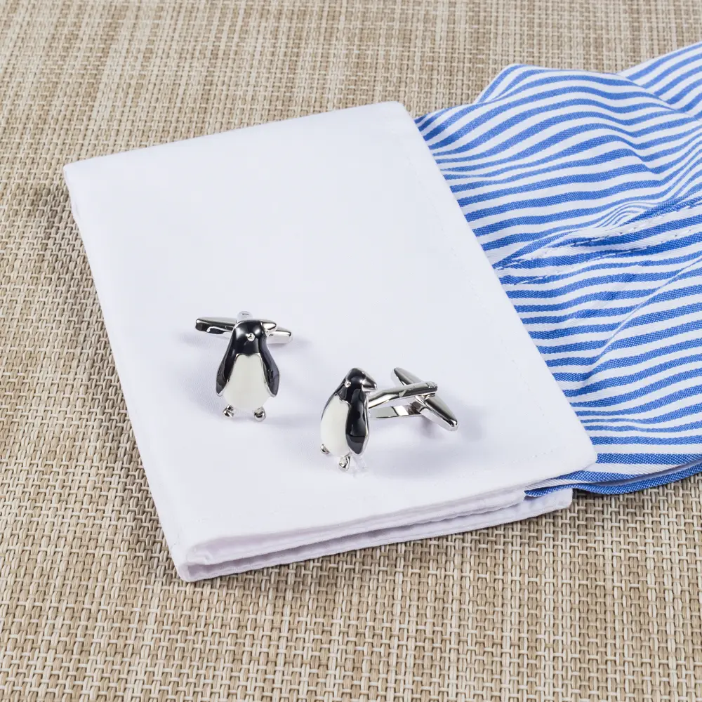Wholesale Men Custom Fashion Novelty Black & White Penguin Cufflinks Bulk Order CC0029 Company, Companies