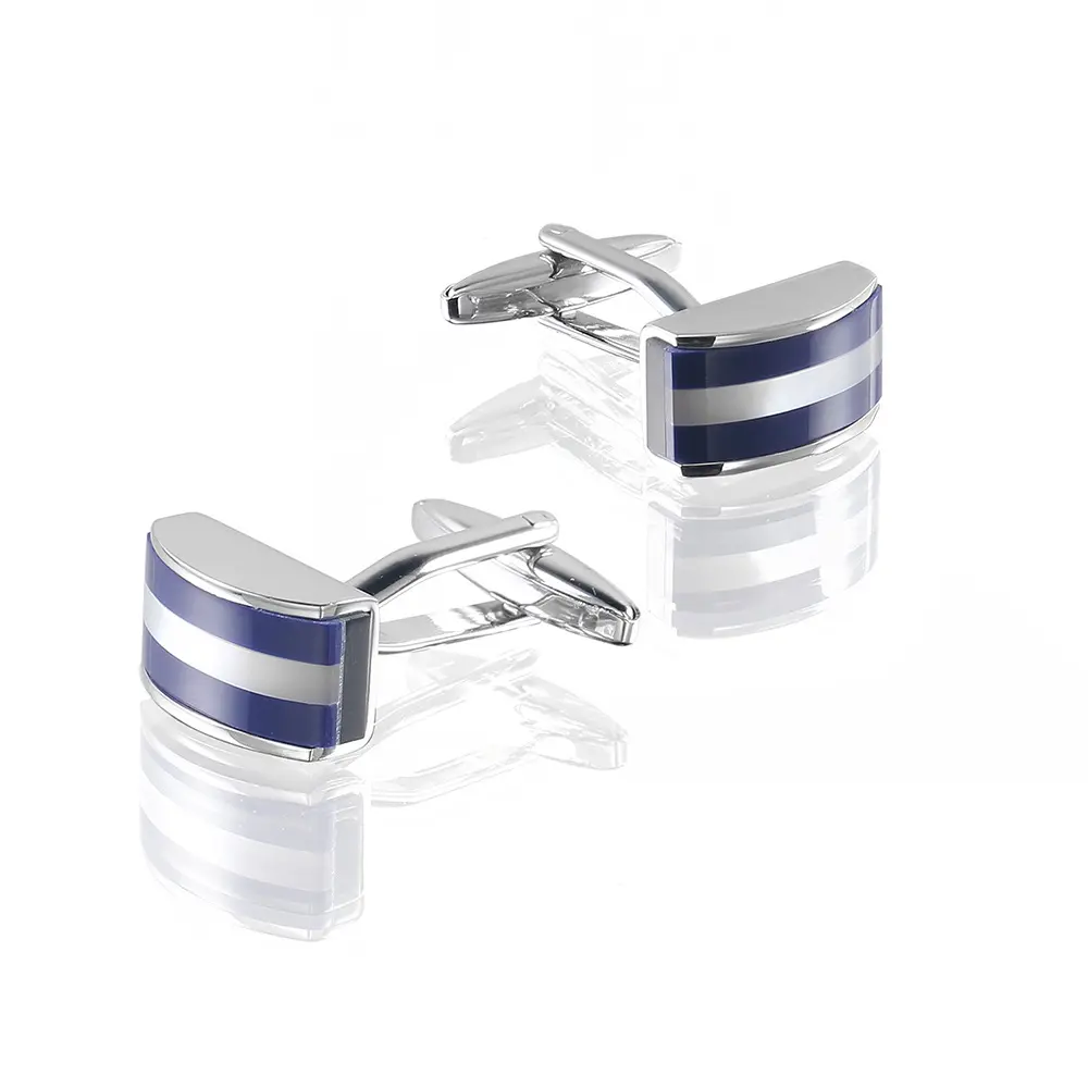 Custom Unique Design Silver Plated Blue Striped Lapis Stone Cufflinks Supplier, Exporter