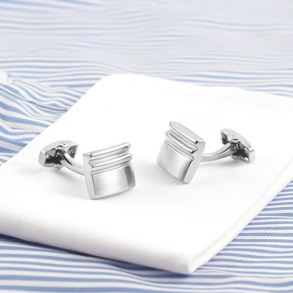 OEM JINJIE New Design High-grade Jewelry Silver Brushed Square Cufflinks For Men Wholesale CLW0078 Manufacturer, Exporters