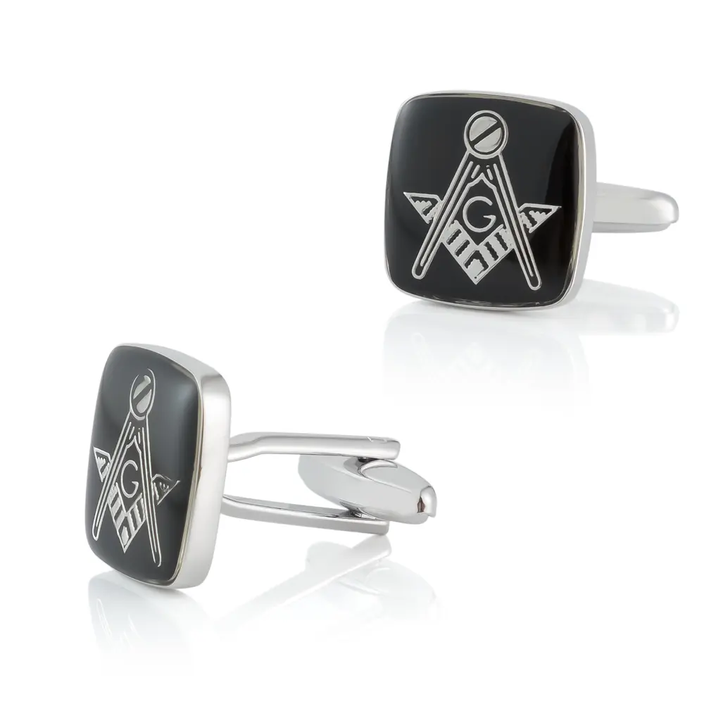 ODM High Quality Fashion Enamel Black Masonic Logo Custom Cufflinks for Men Shirt CC0001 Supplier, Suppliers