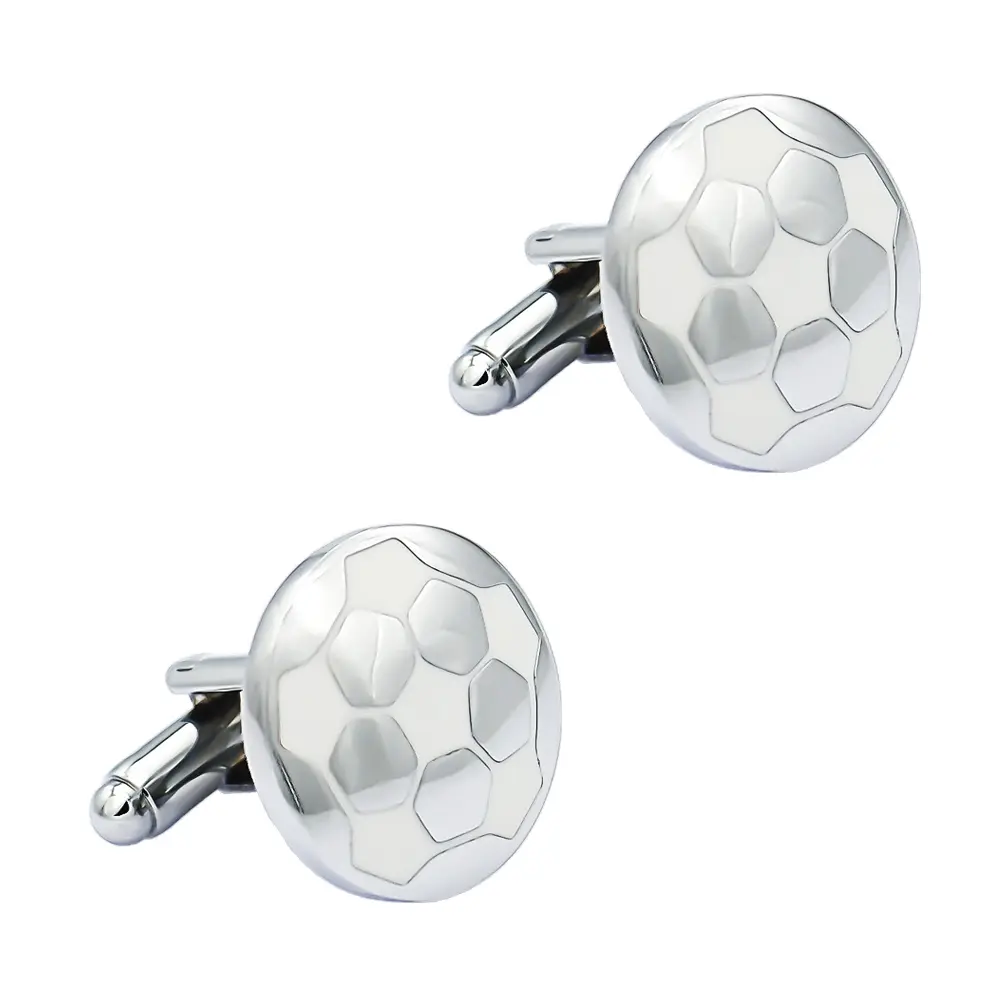 OEM Factory Wholesale Rund White & Silver Football Design Enamel Cufflinks CC-Q265 Manufacturers, Suppliers