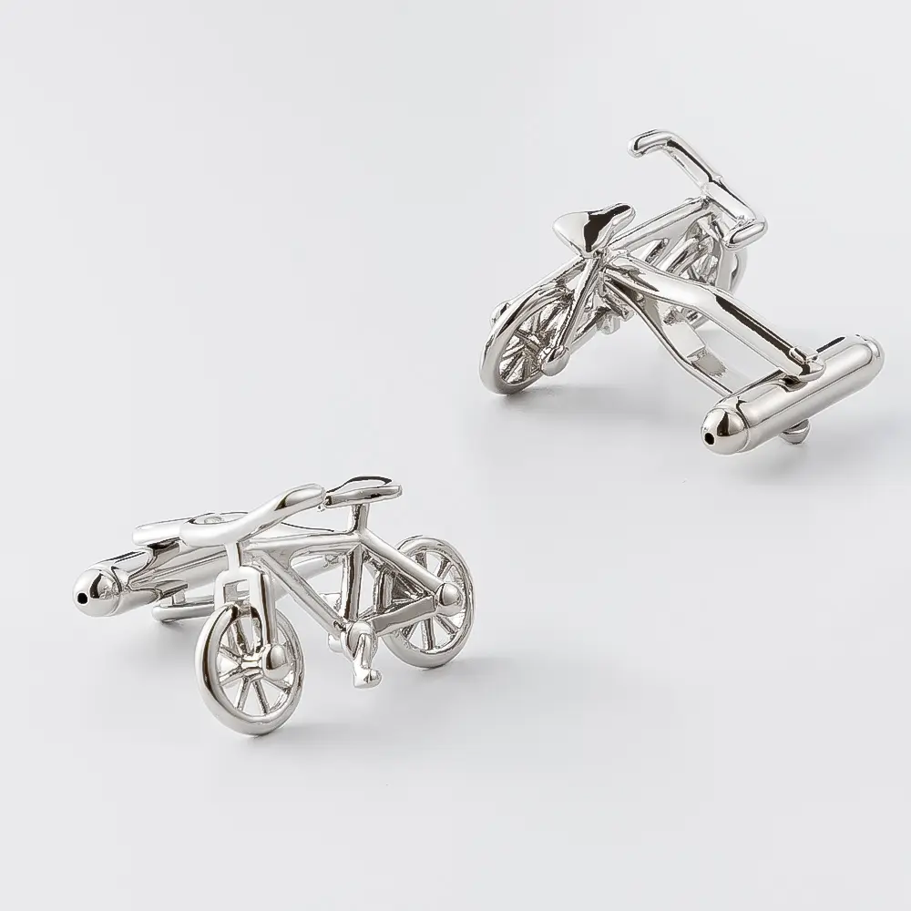 Wholesale Silver Bicycle Novelty Cuff links Custom Bike Mens Business Suit Cufflink CL0207-2