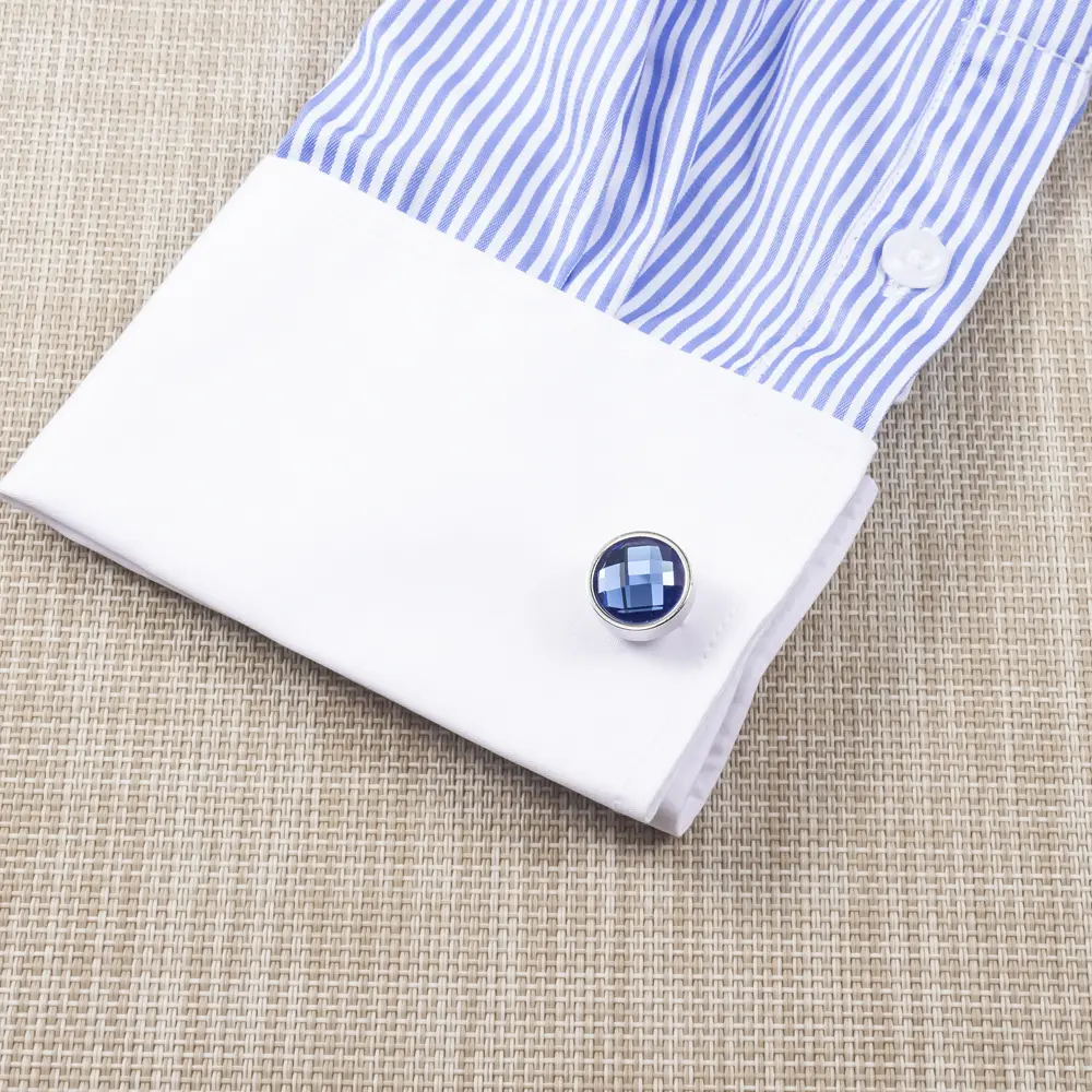 ODM Men's Cufflinks Blue Eyes Gemstone Zirconia Cufflinks Hot Selling CS0091-2 Manufacturers, Exporter