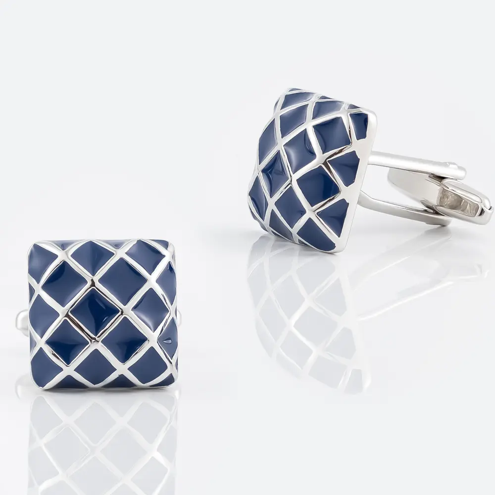 Wholesale China Factory High Quality Custom Cufflinks Button Square Blue Enamel Accessory Cuff Link CC8969 Factories, Exporter
