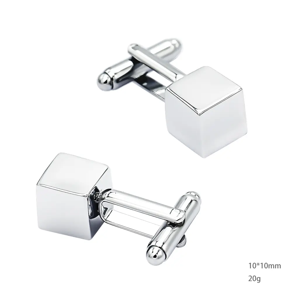 ODM Factory Stock Metal Silver Cube Cufflinks French Cuff link Mens Shirt Jewelry Gift CL-C152 Manufacturer, Supplier