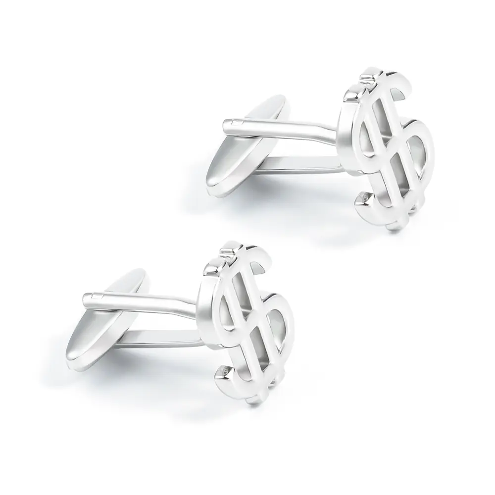 Wholesale High-Polished Personalized Men Silver Color Hollow Dollar Design Brass Cufflinks CL0125 Manufacturers, Company