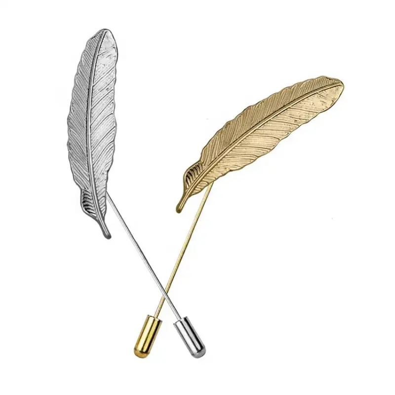 Wholesale Men Metal Brooch Pin Vintage Feather Leaf Lapel Stick Brooch Pin Suppliers, Exporters