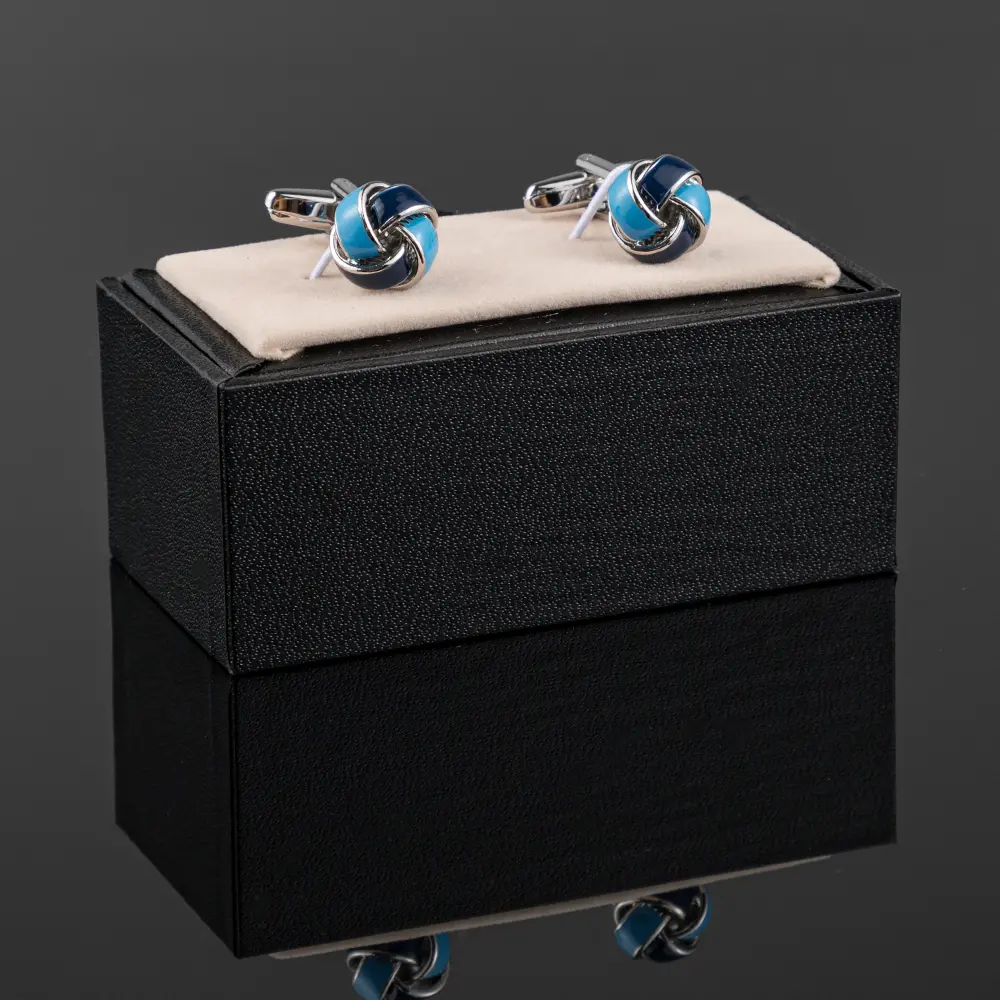Custom High Quality French Designer Fancy Mens Blue Twist Knot Metal Cufflinks For Suit Accessories CC8481 Manufacturers, Suppliers