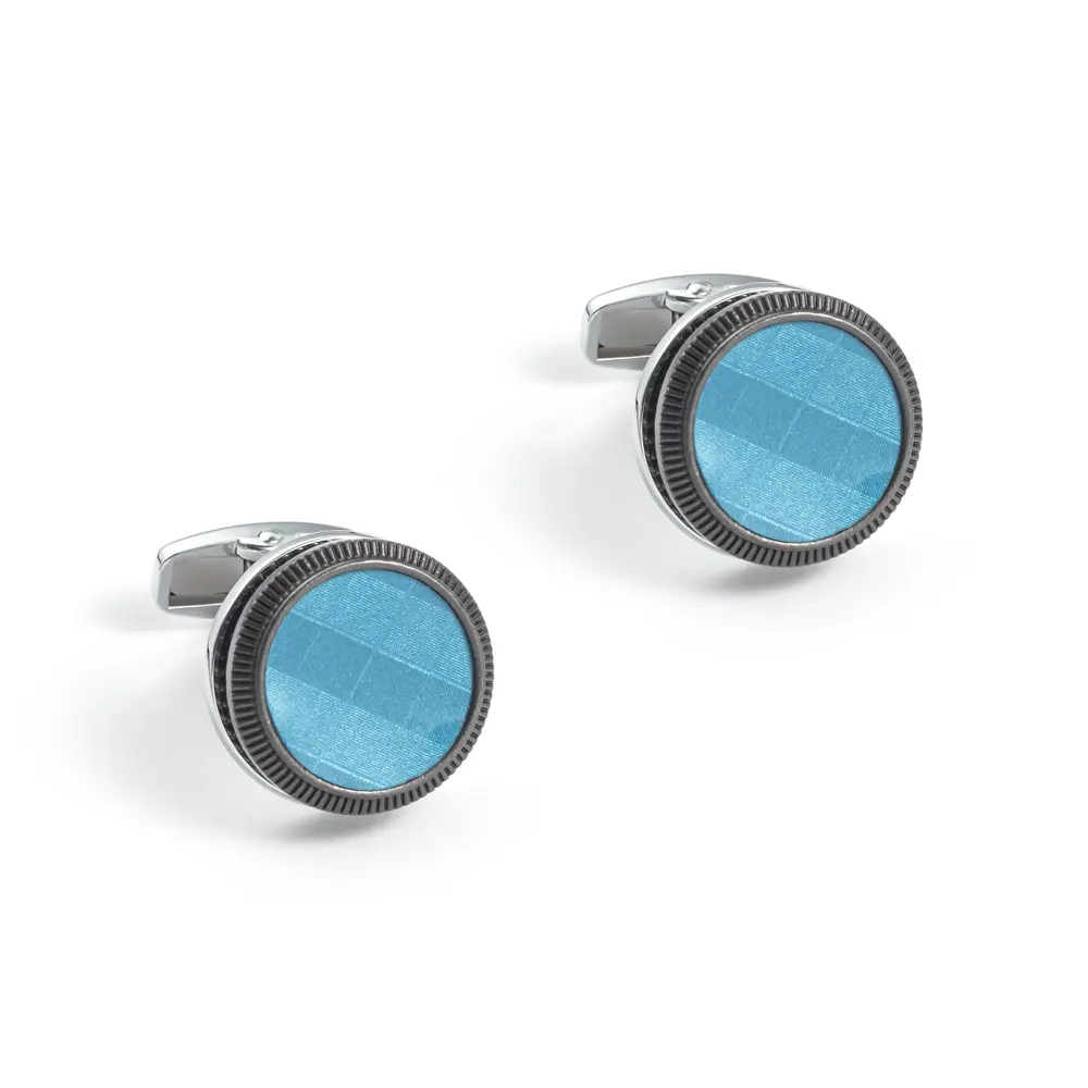 ODM Luxury Men Jewelry Alloy Material Round Shape Blue Cufflinks Groomsman Gifts Manufacturers, Factory