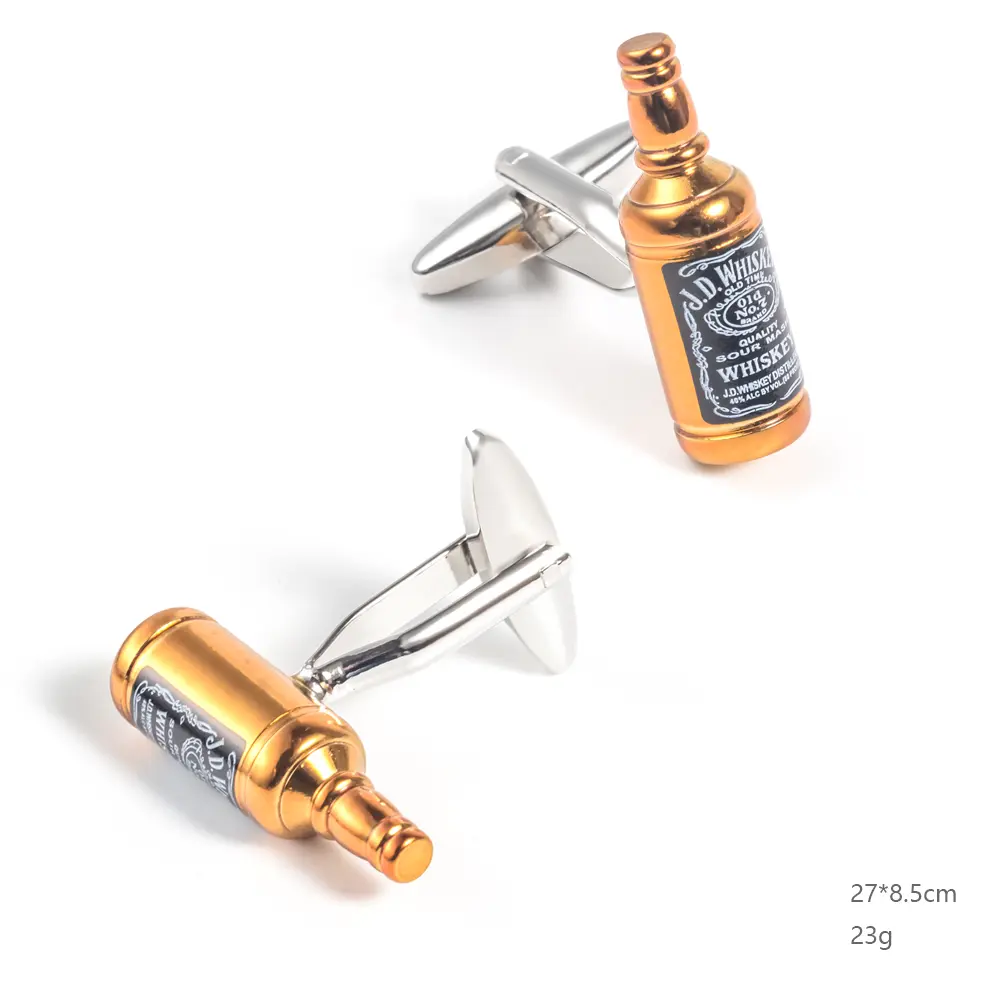 Custom Enamelled Men's Whiskey Bottle Design Custom Cufflinks OEM Metal Cuff Links High Quality CC0273 Exporters, Companies