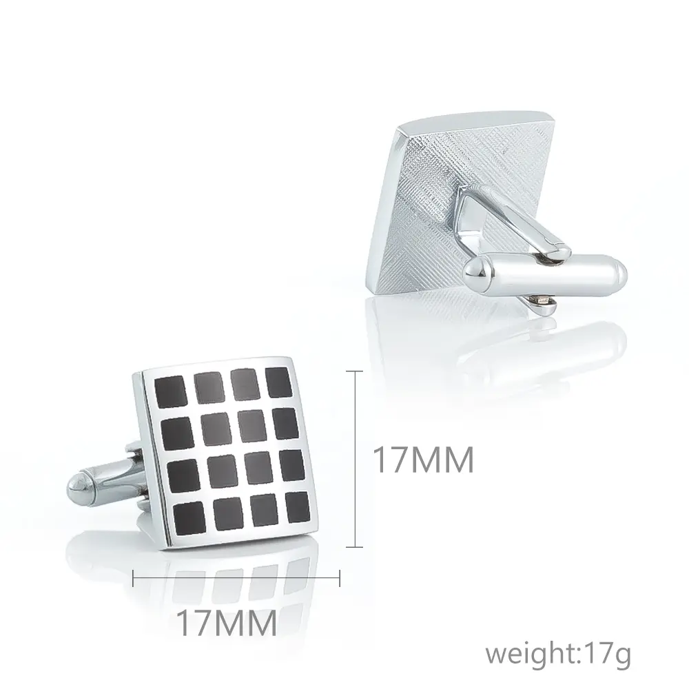 Wholesale Fashion Simple Design Accessories Square Black and White Plaid Brass Cufflinks CC-Q121 Factories, Companies