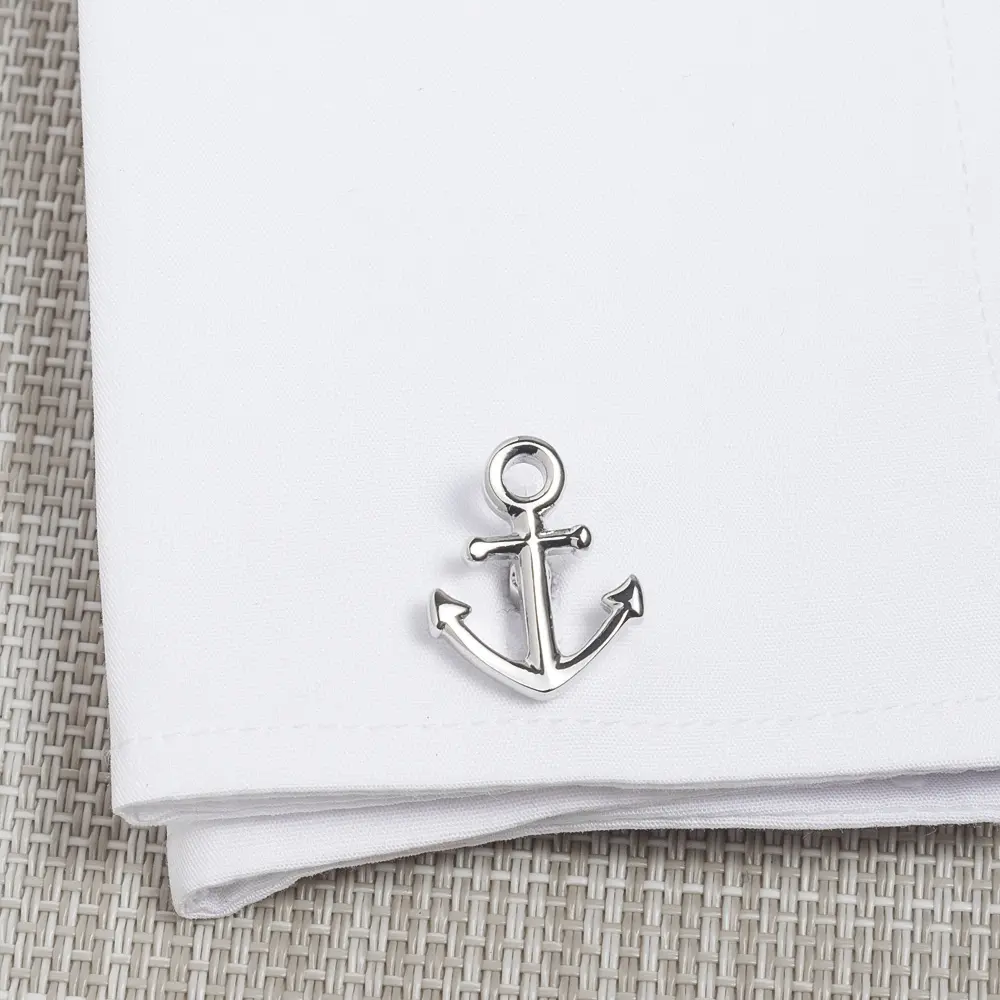 ODM Hot Selling Superior Metal Craft Boat Anchor Design Silver Plated Copper Cufflinks CL0006 Manufacturer, Company