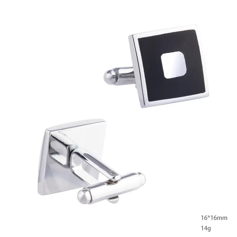 OEM Classic Scottish Connery Silver Square Cufflinks Black Enamel Cufflinks Factory Wholesale CC-Q068 Suppliers, Exporters