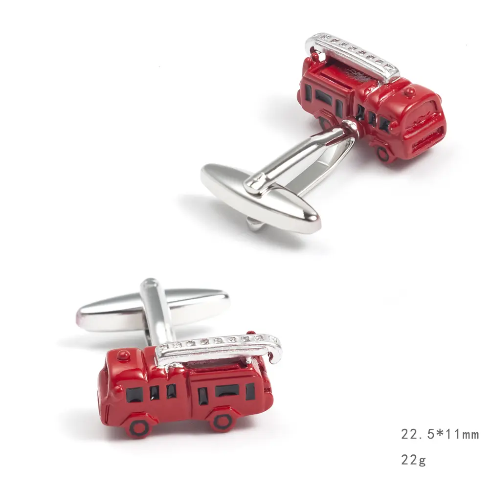 Wholesale Men's Business Red Fire Engine Truck Novelty Cufflinks Low Price CC0282