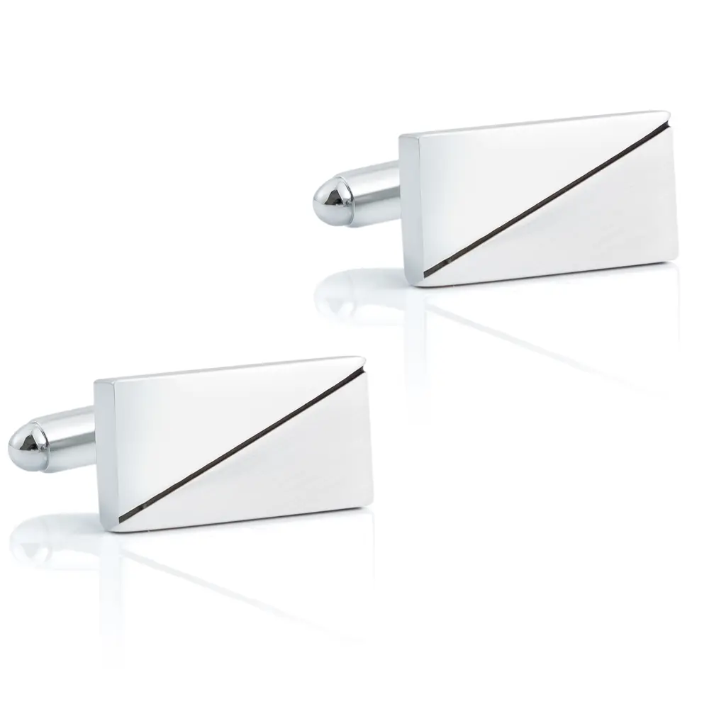 Custom Simple Fashion Sliver Rectangular Cufflinks Wholesale Men's Diagonal Line Cufflinks CL-C423 Manufacturer, Companies