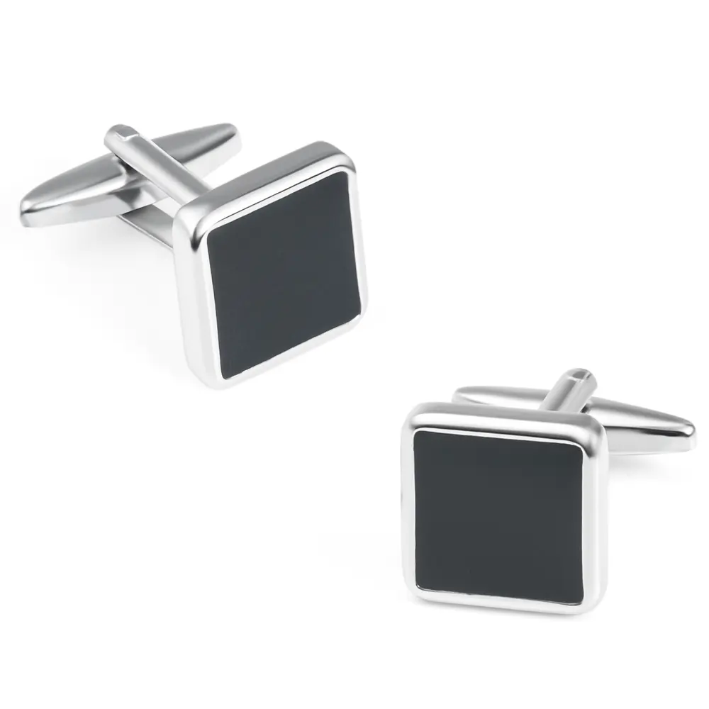 Wholesale China Cheap Stock Blank Classic Simple Black Enamel Cufflinks for Men On Shirt CC-Q200 Suppliers, Exporters