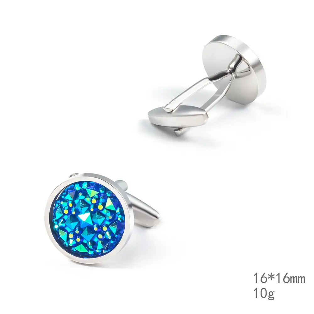 Wholesale Silver & Blue Gemstone Elegant Cufflinks French Suit Shirts Buttons CS0098