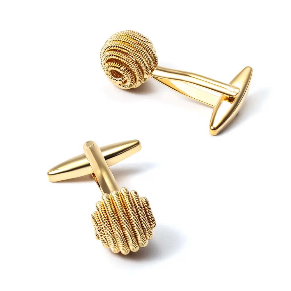 Custom Personalized Round Gold Plated Mens Shirt Metal Copper Fried Dough Twists Cufflinks Manufacturer, Factory