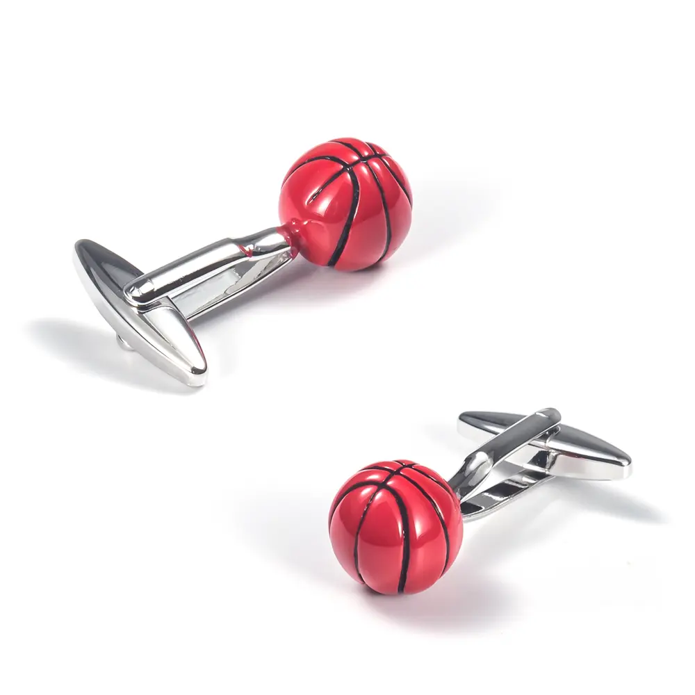 Custom High Quality Mens Enamel Red Basketball Copper Cufflinks for Men Shirt CC0067-Red Manufacturers, Factories