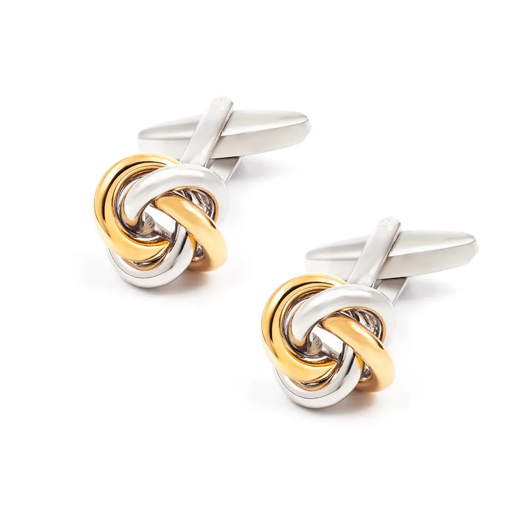 ODM Fashion Knot Design Cufflink Silver & Golden Color Metal France Classical Mens Cufflinks Wholesale Manufacturers, Company