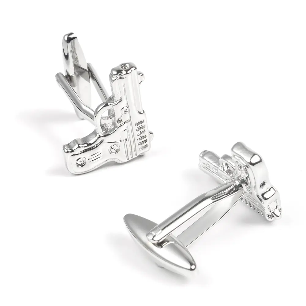 Wholesale Funny High Quality Silver Novelty Pistol/ Hand Gun Shape Design Cufflinks for Men Shirt CL0039-S Supplier, Suppliers