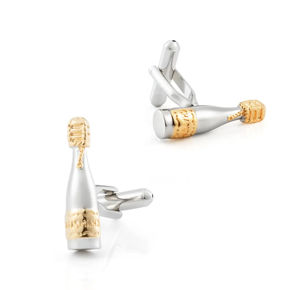 OEM Fashion Luxury Gold Silve Men's Novelty Champagne Bottle Cufflinks CL0013 Suppliers, Exporters