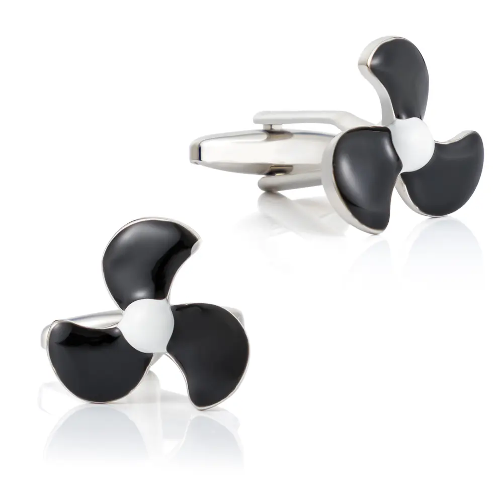 Wholesale Fashion French Shirt Cufflinks Copper Black Enamel Fan Leaf Cufflinks Wholesale CC8463 Exporter, Company