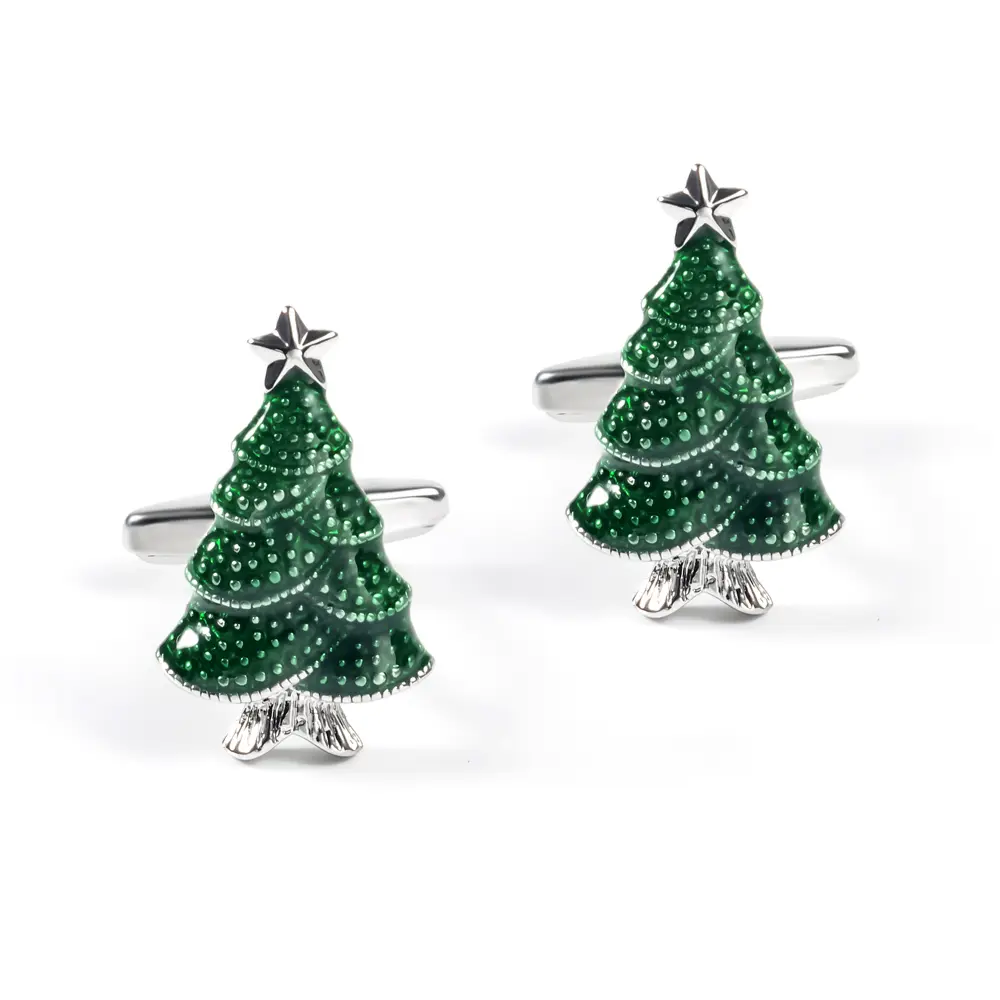Custom Christmas Tree Cufflinks High Quality Fashion Delicate Design Shirt Cuff Links for Men CC0195 Manufacturers, Exporters