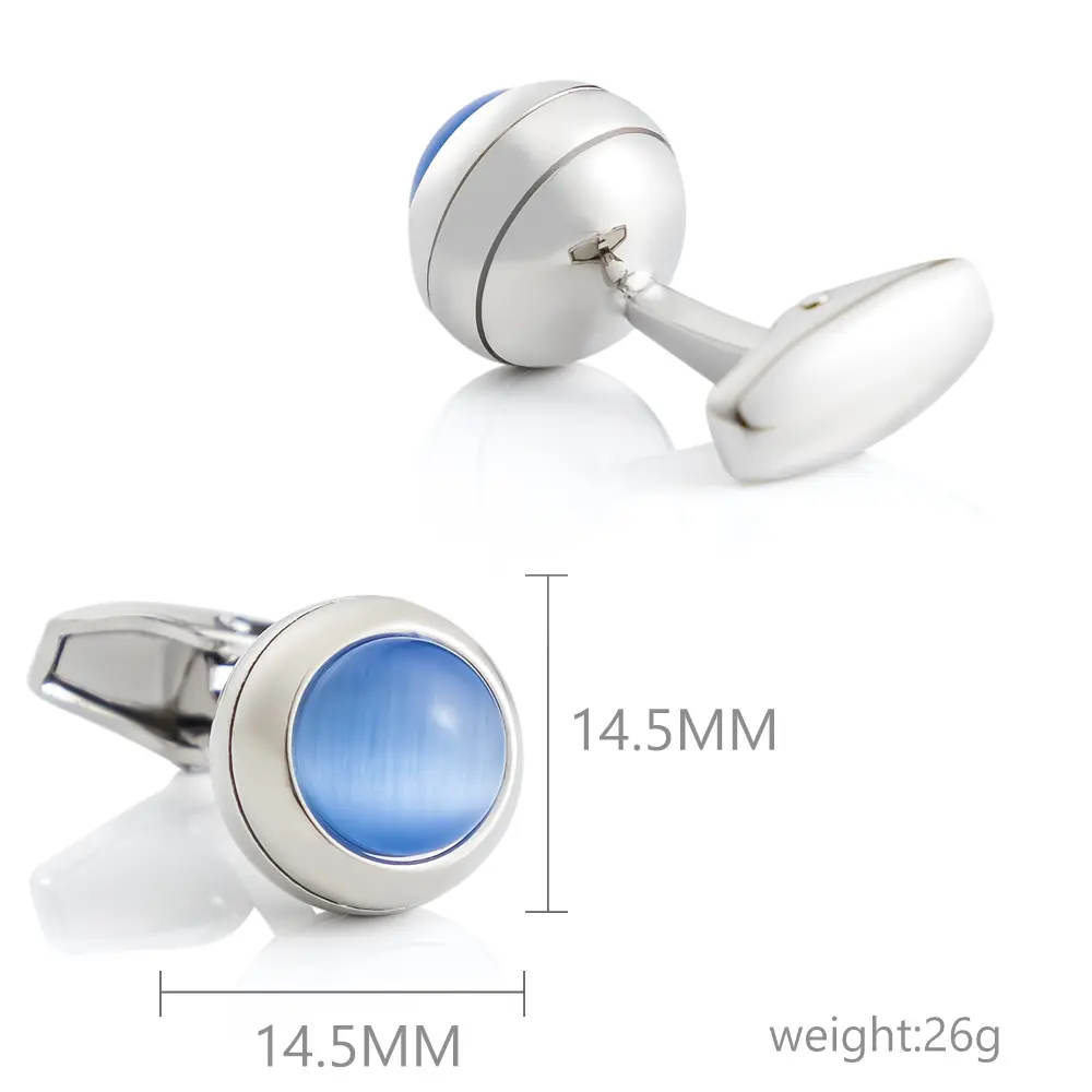 OEM Silver Plated Blue Cora Crystal Stone Cufflinks Elegance Designer Men Cuff Links Supplier, Suppliers