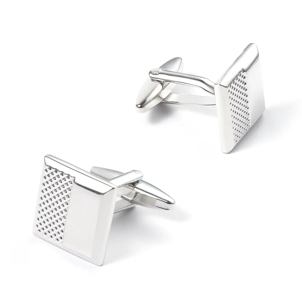 Wholesale Silver Engraved Texture Simple Cuff Links Custom Mens Business Fashion Accessory Gift CL0149-S