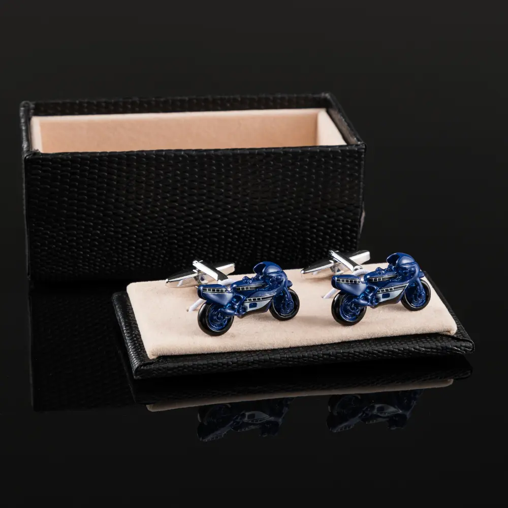 Wholesale Factory Hot Selling Sports Cool Motorbike Design Cufflinks for Men Shirt CC0083-Blue Supplier, Exporters