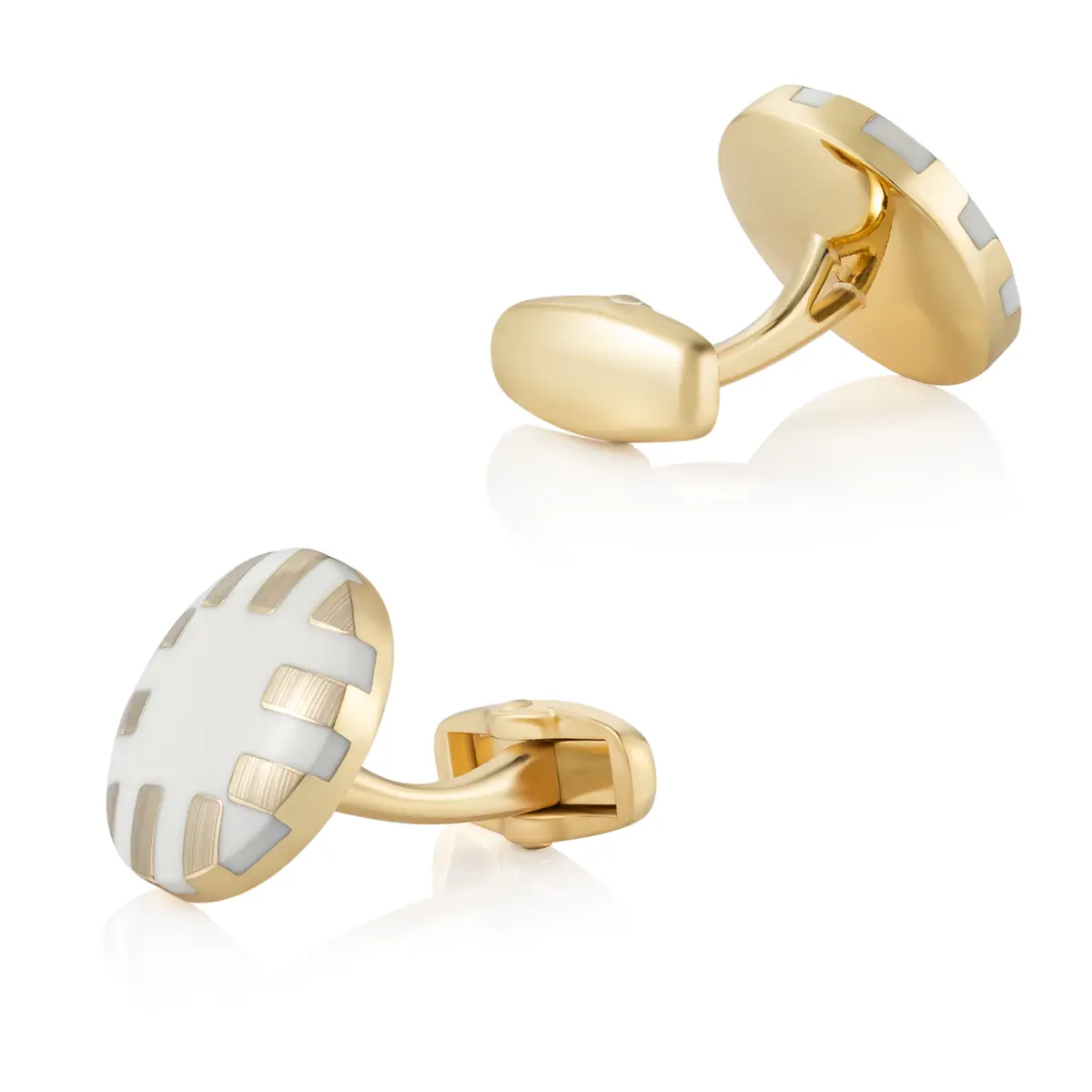 Custom Vintage White Stone with Gold Checkered New Stylish Men Cufflinks Wholesales Suppliers, Factory