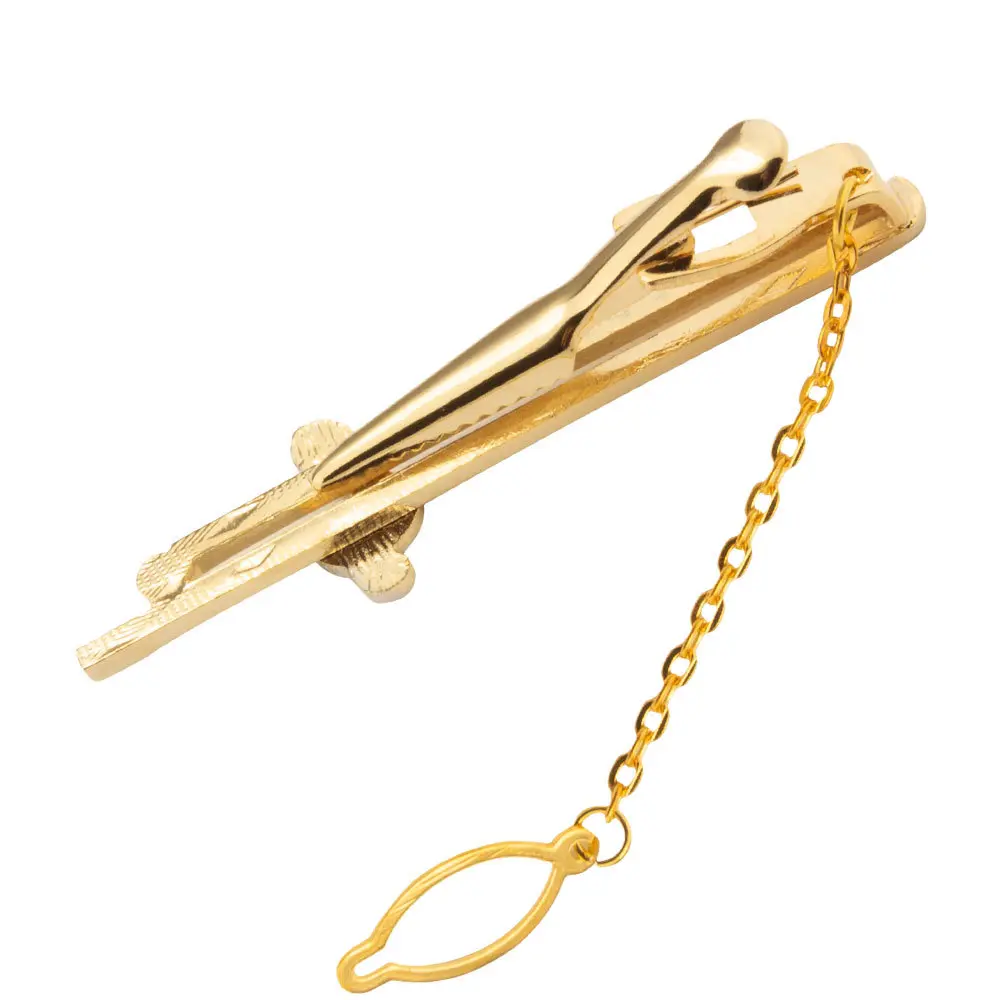Wholesale 18K Gold Plated Business Men Brass Metal Musical Note Chain Tie Clips TL0009