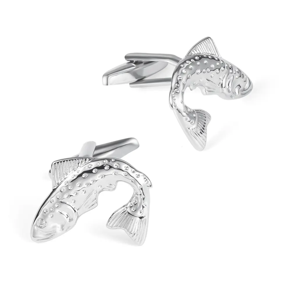 Wholesale Supplier Vintage Personalized Custom Animal Antique Silver Fish Cuff Links CL0031