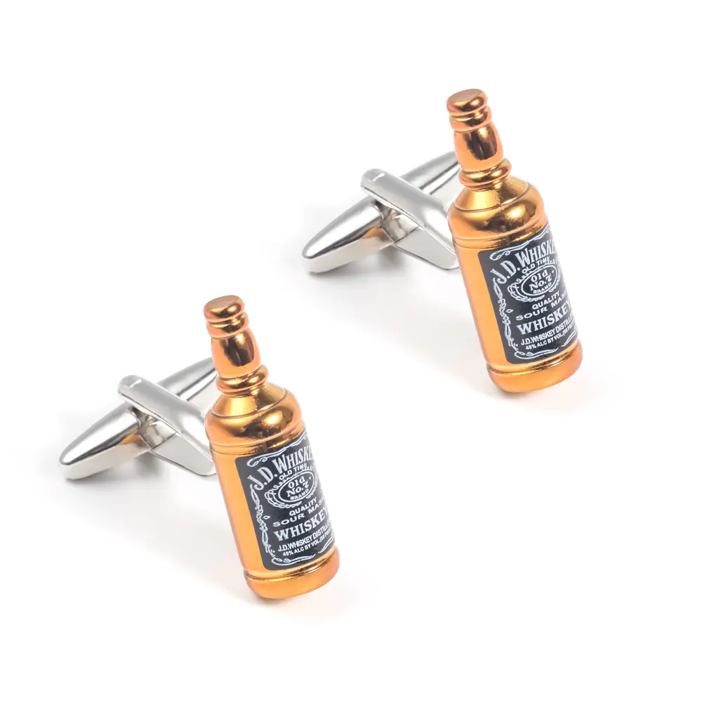 Custom Enamelled Men's Whiskey Bottle Design Custom Cufflinks OEM Metal Cuff Links High Quality CC0273 Exporters, Companies