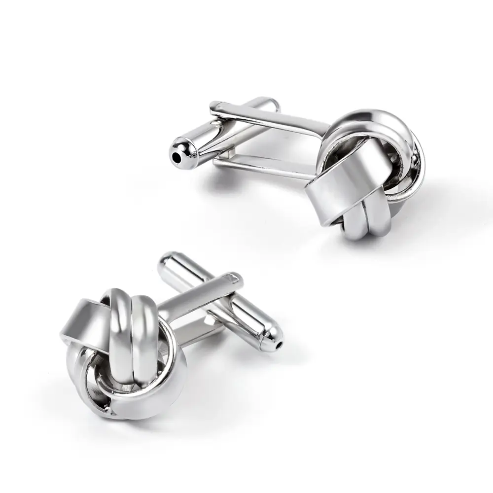 Wholesale Silk Knot Silver Color Men Cufflinks Wholesale Twist Elegance Cufflinks Manufacturer, Exporters