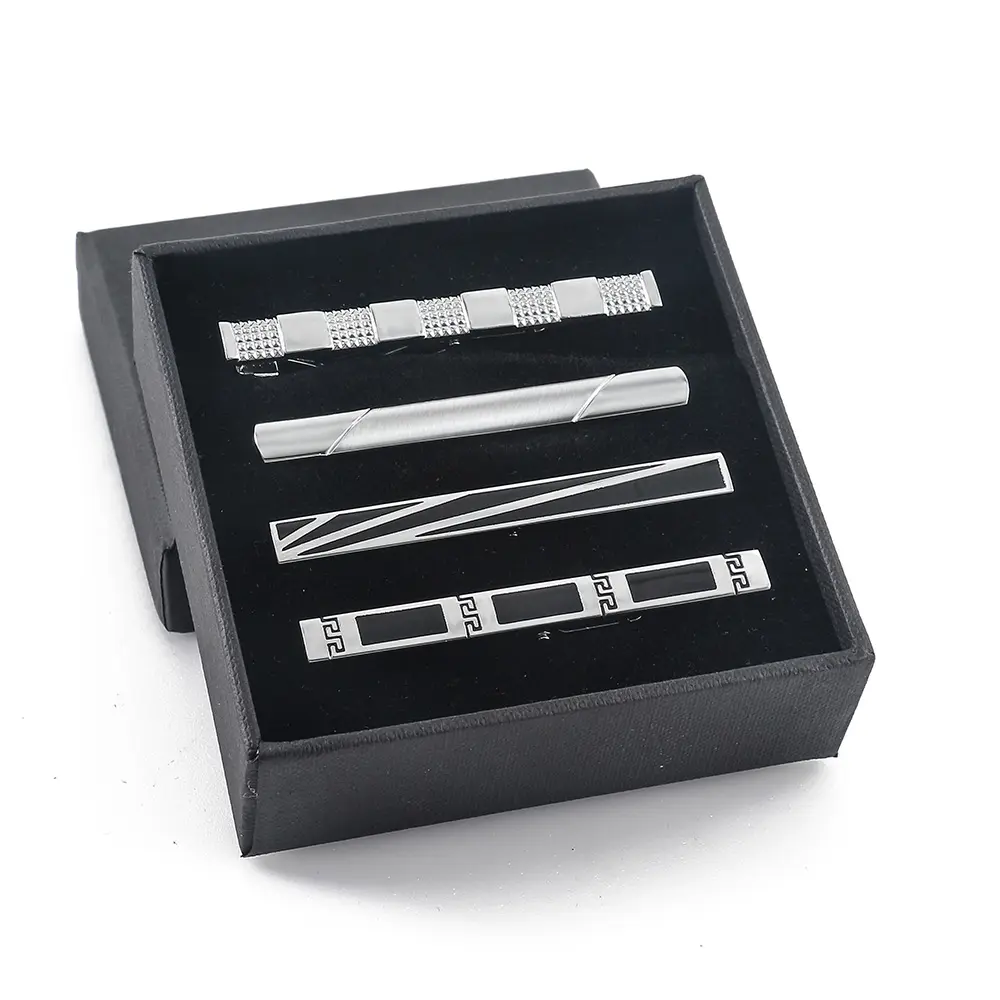 Wholesale Manufacturer 4PCS Set Men's Silver Tie Clips Business Formal Tie Clip Gifts TPS-1002