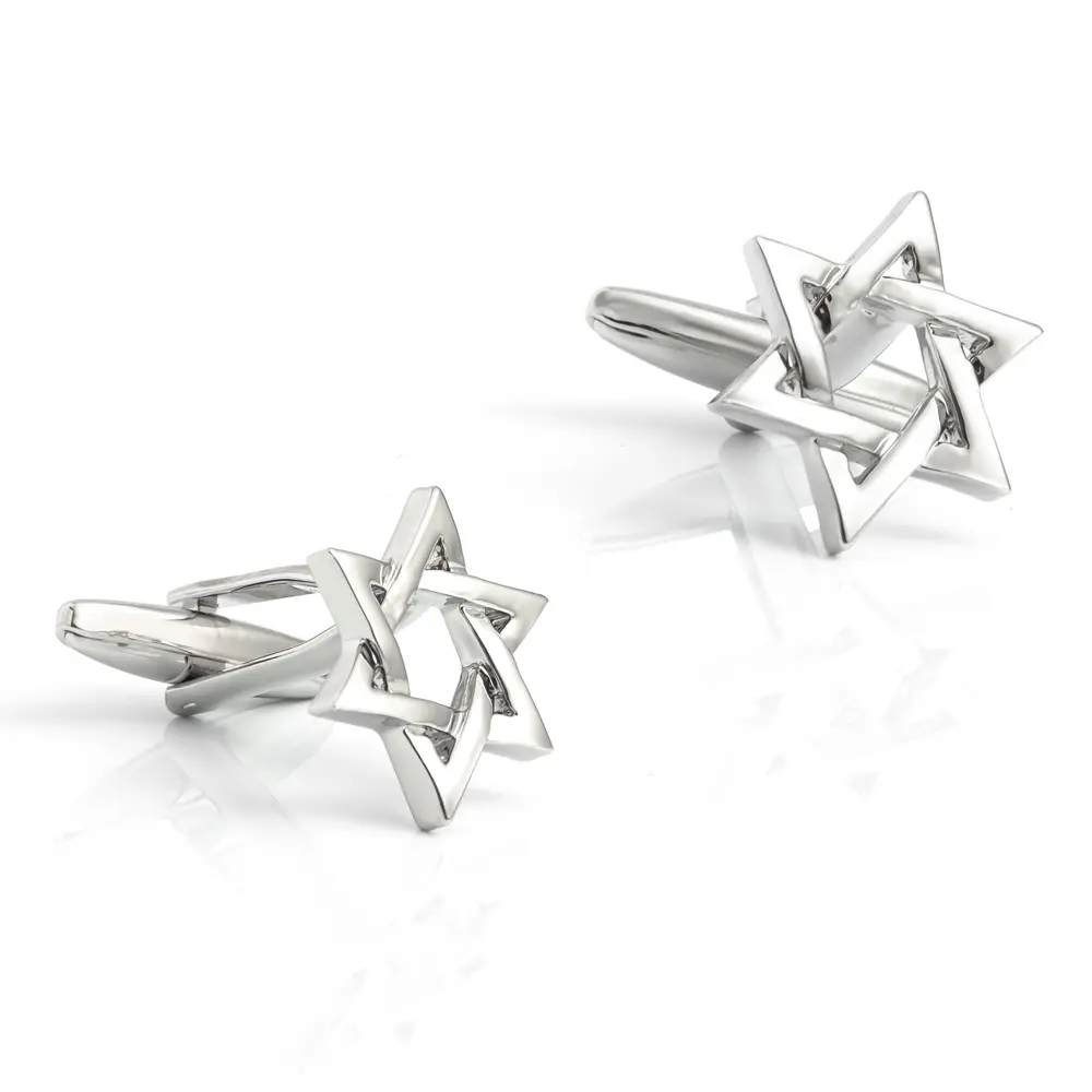Wholesale Wholesales Amazons Etsy Hot Selling Custom Silver Metal Star of David Cufflinks CL0199 Manufacturer, Exporter