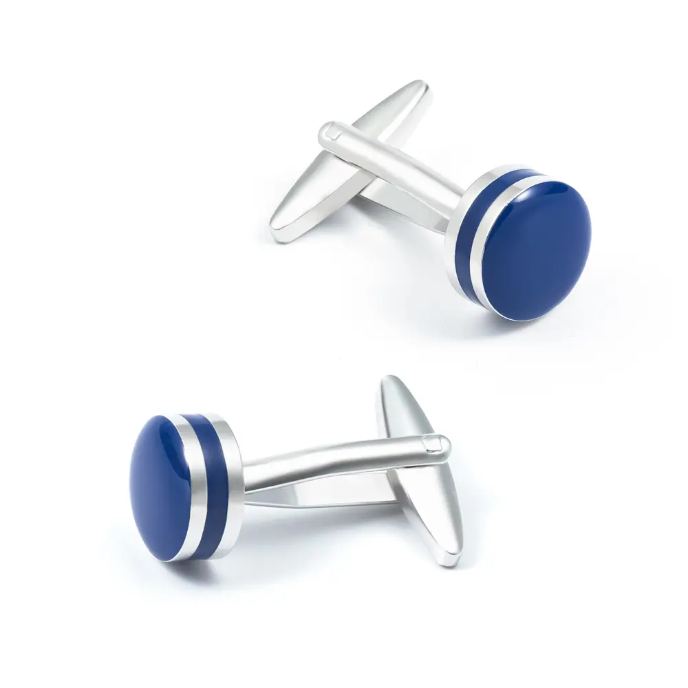Wholesale High Quality Fashion Copper Material Custom Round Blue Stone Cuff links for Men Shirt CC0307 Manufacturer, Exporters