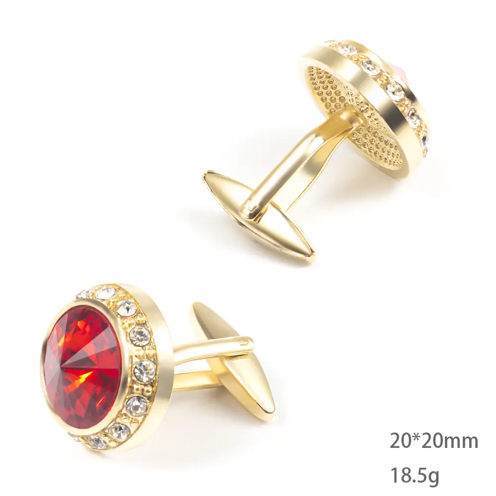 OEM Fashion Round Shaped Black Golden Custom Stone Gold Plated Cufflinks For Men Shirt CS0077-GR Manufacturer, Supplier