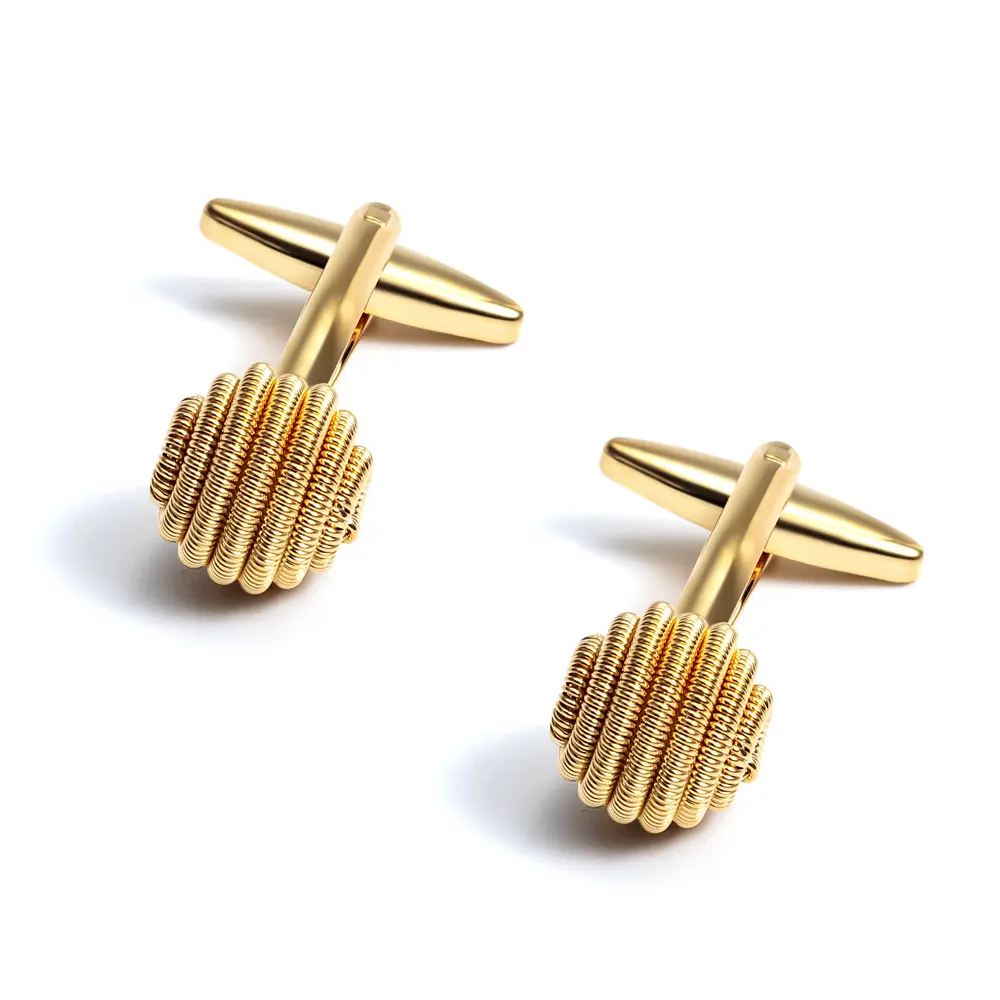 Custom Personalized Round Gold Plated Mens Shirt Metal Copper Fried Dough Twists Cufflinks Manufacturer, Factory