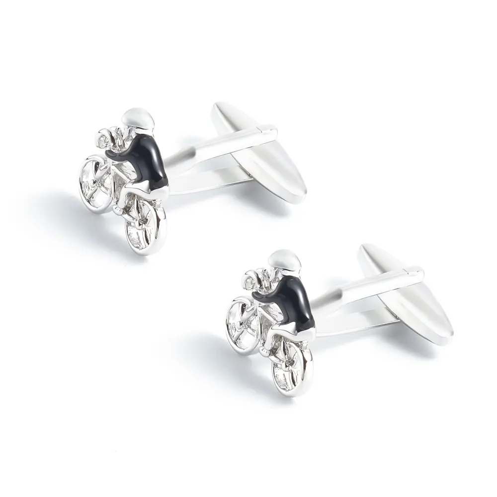Custom Best Sale Factory High Quality Brass Material Enamel Bicycling Cufflinks CC0306-Black Factory, Companies