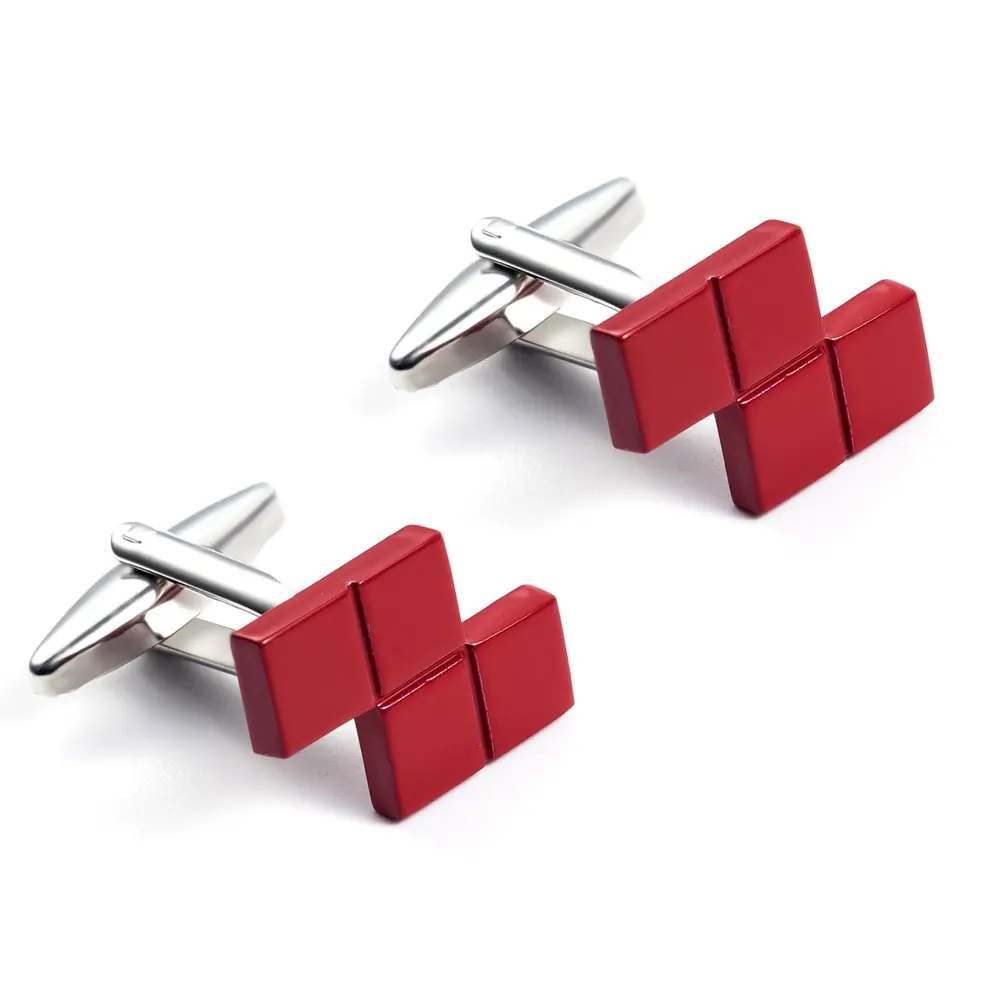 Wholesale Novelty Funny Personalised Design Copper Material Game Square Tetris Cufflink for Men CC0015 Exporter, Companies