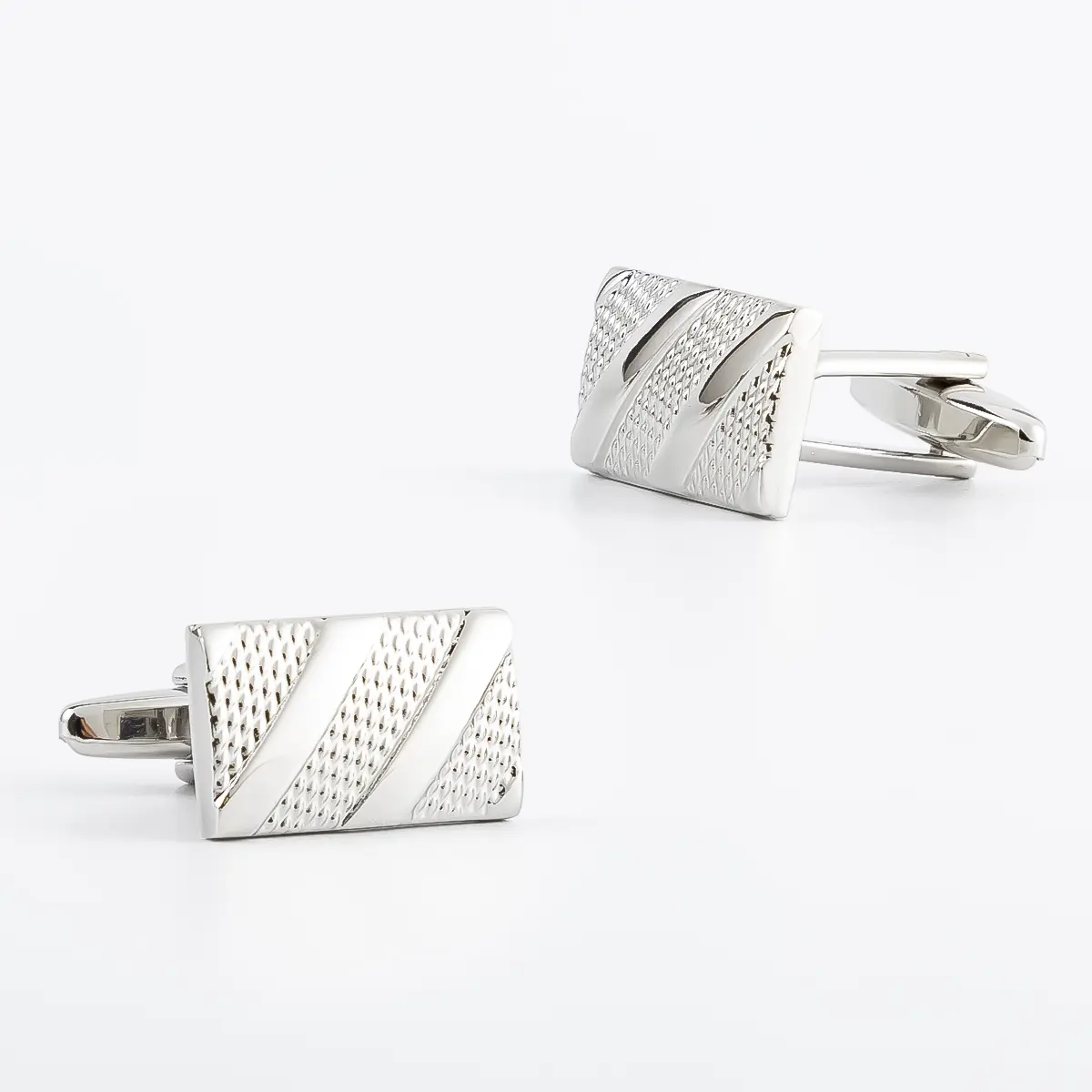 Wholesale Professional Manufacturer Silver Plated Luxury Tasteful Ribbed Cufflinks CL0003 Suppliers, Exporter