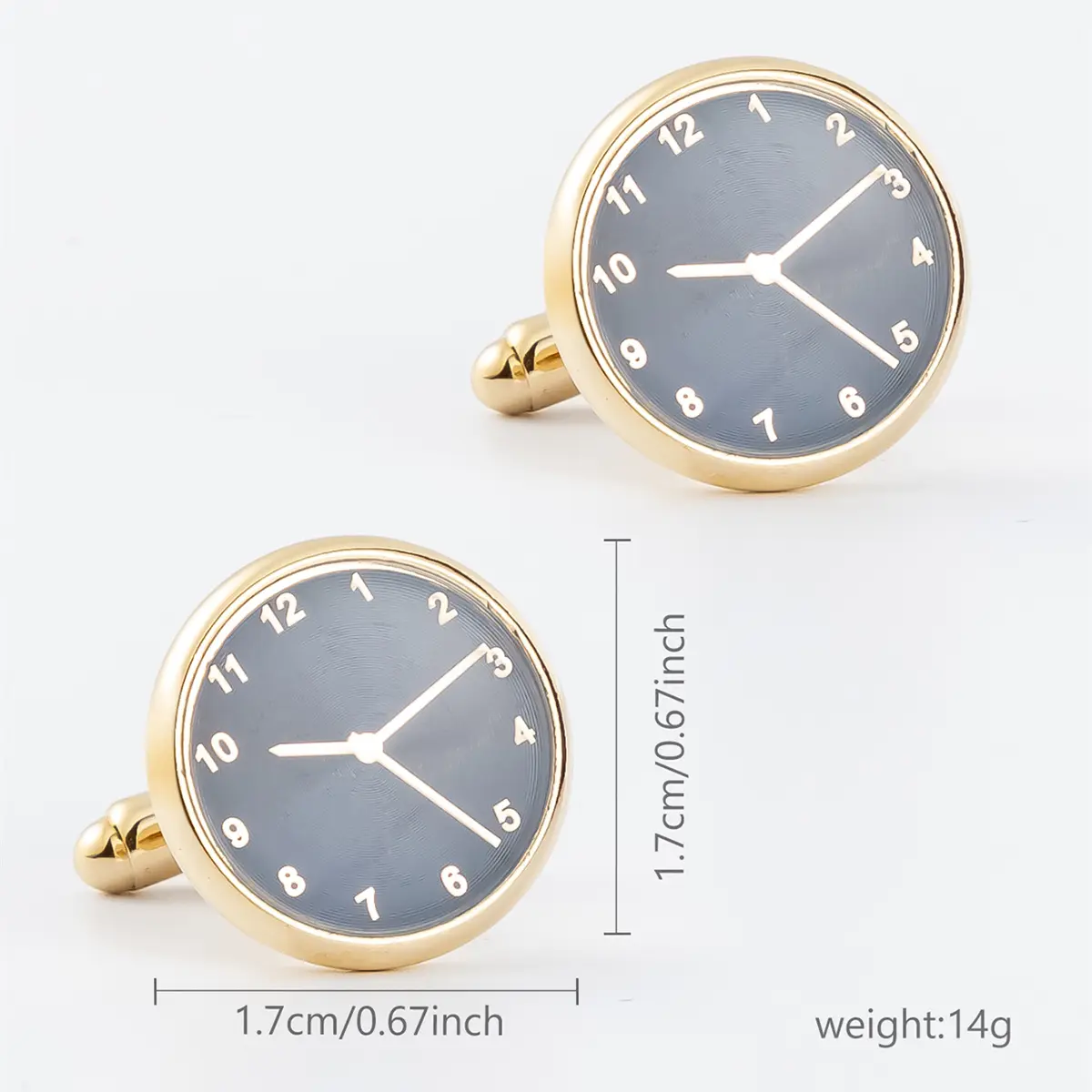 OEM Gold Plated Round Blue Watch Clock Design Cuff links Gentleman Wedding Gifts Exporters, Companies