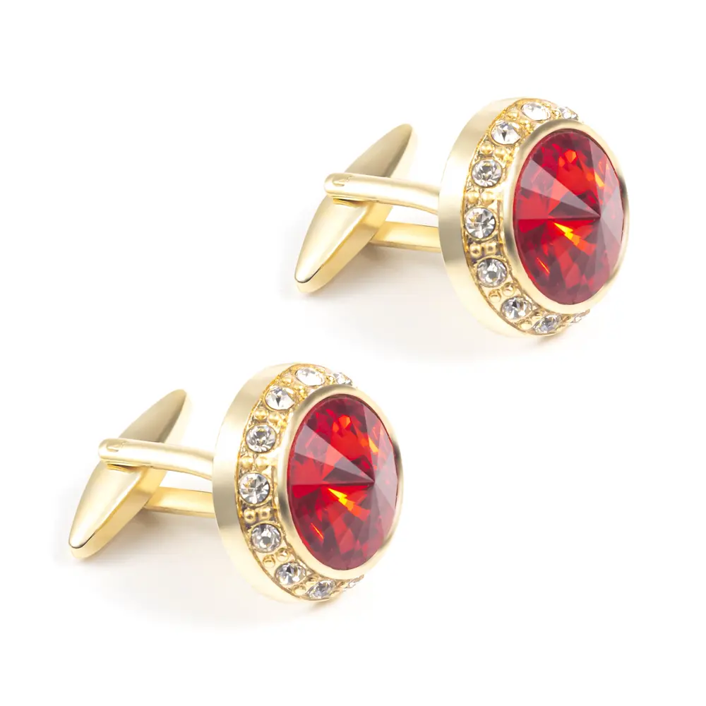 OEM Fashion Round Shaped Black Golden Custom Stone Gold Plated Cufflinks For Men Shirt CS0077-GR Manufacturer, Supplier
