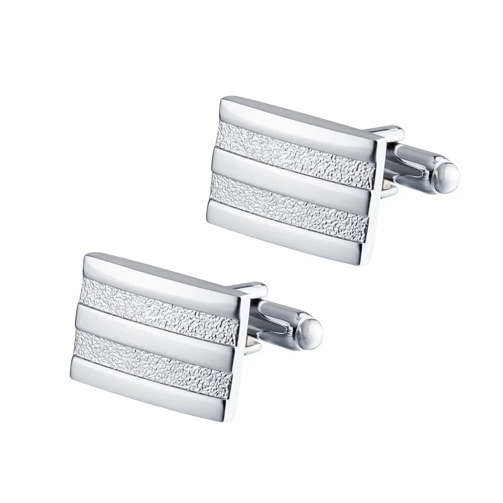 Wholesale Rectangle Silver Craved Strips Cufflinks Custom Men's Suit Shirt Fashion Accessory CL-C356